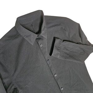 Lululemon Men's Dress Shirt SZ Medium Black Long Sleeve Stretch Preppy Office